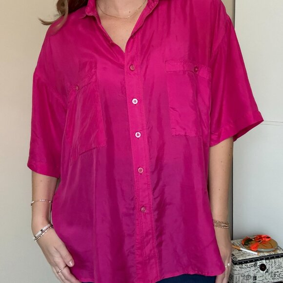 Vintage 100% Silk Button Down Blouse - Picture 10 of 11